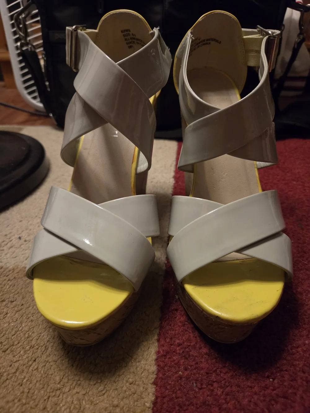 Madden Girl White Patent and Yellow Open-Toe Espadrille Sandals